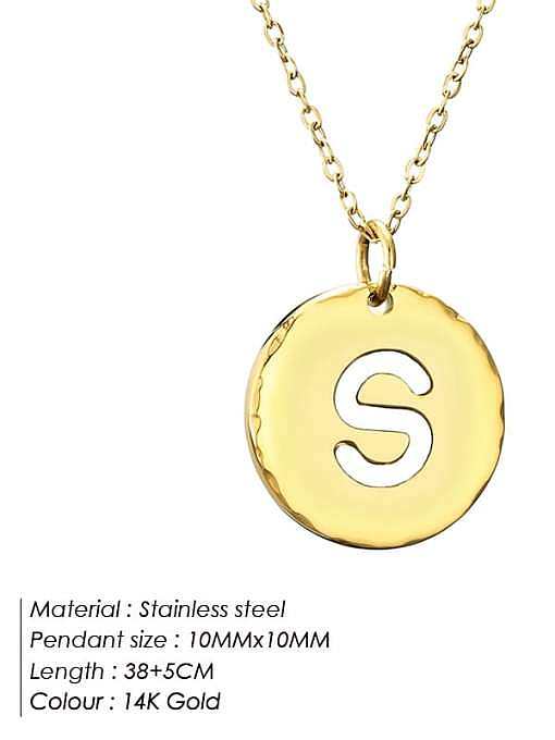 Titanium Steel Letter Minimalist Round Pendant Necklace