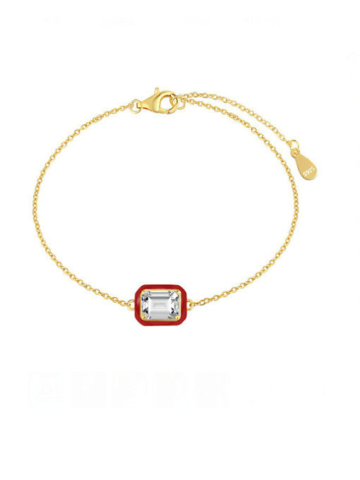 Bracelet à maillons minimalistes géométriques en argent sterling 925 avec zircone cubique