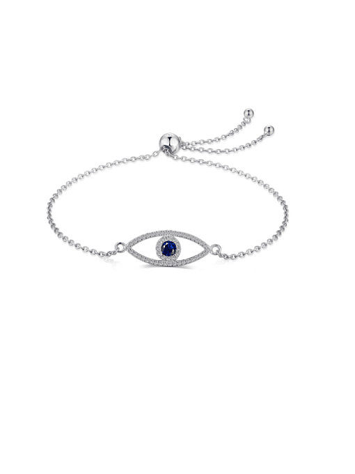925 Sterling Silber Zirkonia Evil Eye Minimalistisches verstellbares Armband