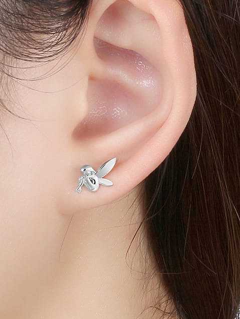 925 Sterling Silver Cubic Zirconia Angel Cute Stud Earring