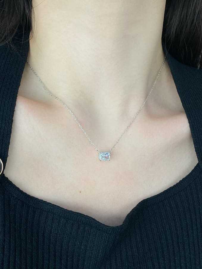 Collier minimaliste géométrique en argent sterling 925 avec zircon cubique