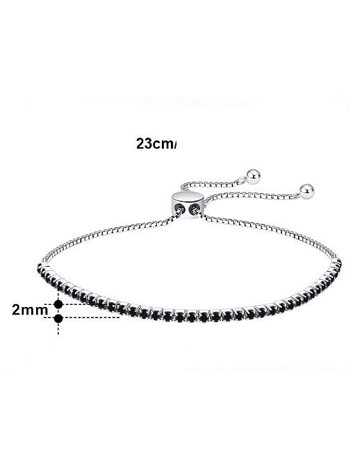 925 Sterling Silver Cubic Zirconia Geometric Minimalist Adjustable Bracelet
