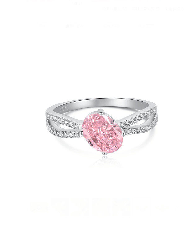 925 Sterling Silver Cubic Zirconia Geometric Luxury Stackable Ring