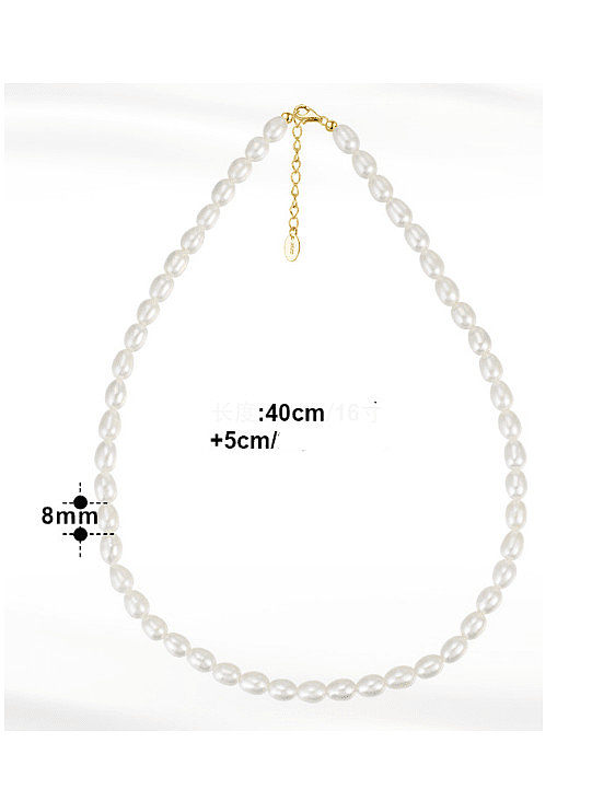 Unregelmäßige, minimalistische Halskette aus 925er Sterlingsilber mit Süßwasserperlen