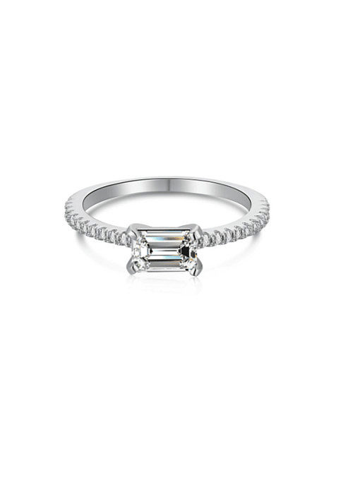 925 Sterling Silver Cubic Zirconia Geometric Minimalist Band Ring