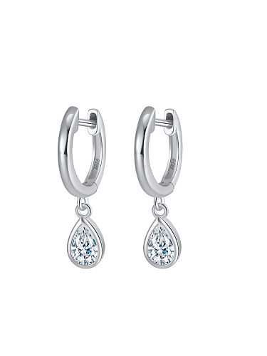 925 Sterling Silver Cubic Zirconia Water Drop Minimalist Huggie Earring