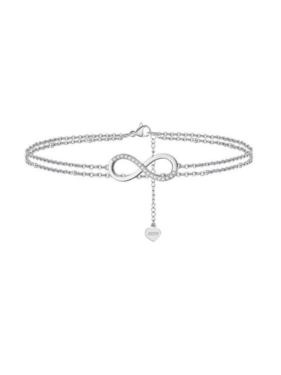 925 Sterling Silver Heart Minimalist Double Layer Chain Anklet