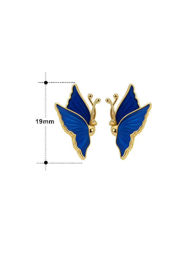 925 Sterling Silver Enamel Butterfly Cute Stud Earring