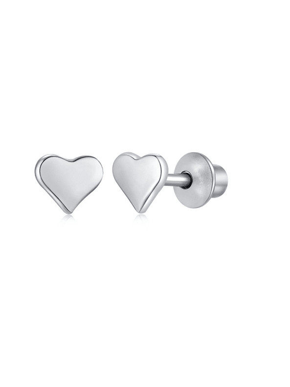 925 Sterling Silver Cubic Zirconia Enamel Heart Cute Stud Earring