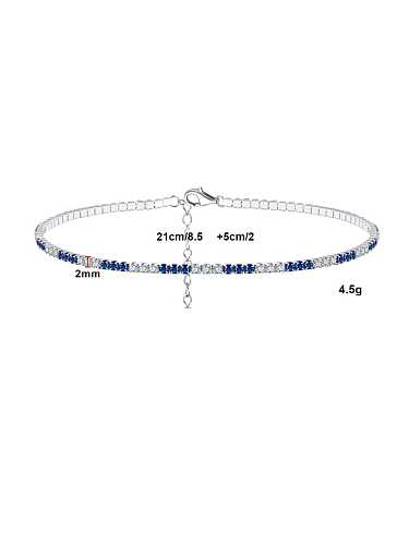 925 Sterling Silver Cubic Zirconia Geometric Minimalist Anklet
