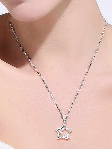 925 Sterling Silver Cubic Zirconia Pentagram Minimalist Necklace
