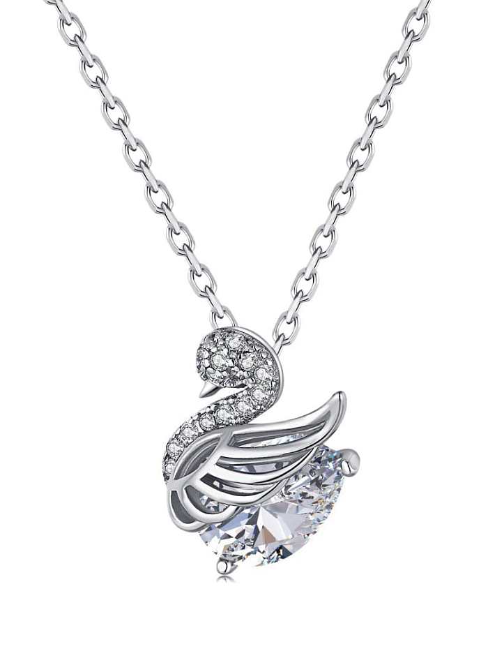 925 Sterling Silver High Carbon Diamond Luxury Swan Pendant Necklace