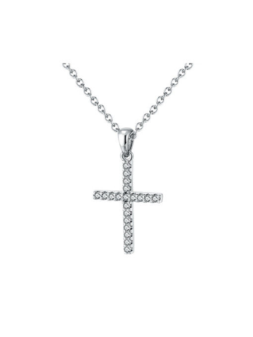 925 Sterling Silver Cubic Zirconia Cross Minimalist Regligious Necklace