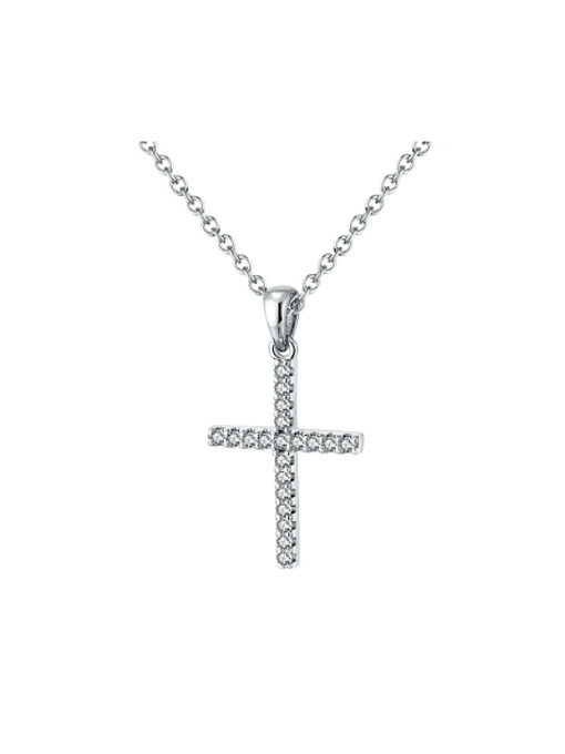 Colar religioso minimalista cruz zircônia de prata esterlina 925