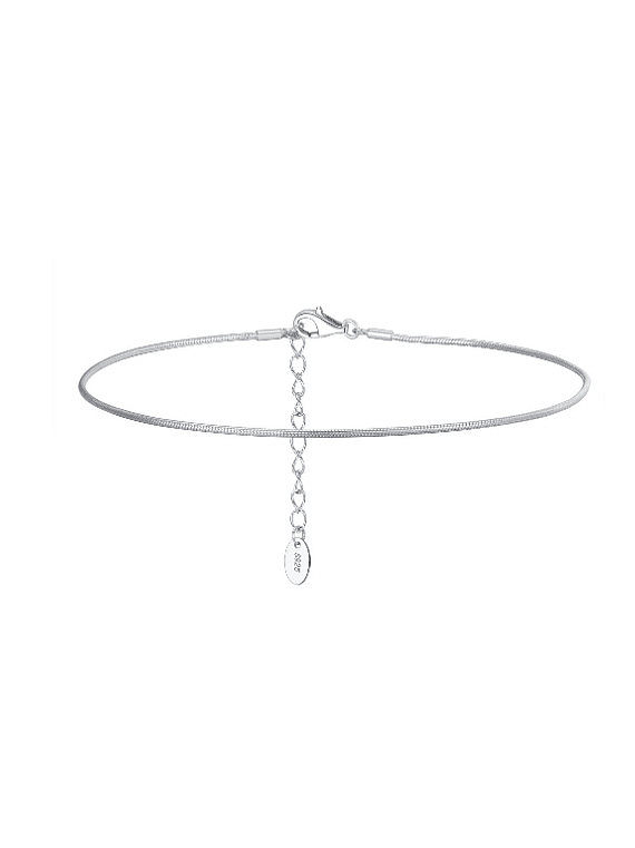 925 Sterling Silver Plant Series Minimalist Snake Bone Chain Anklet