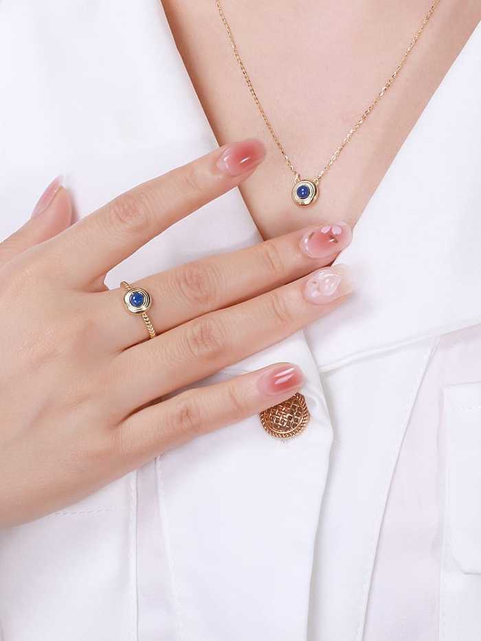925 Sterling Silver Natural Stone Geometric Minimalist Band Ring