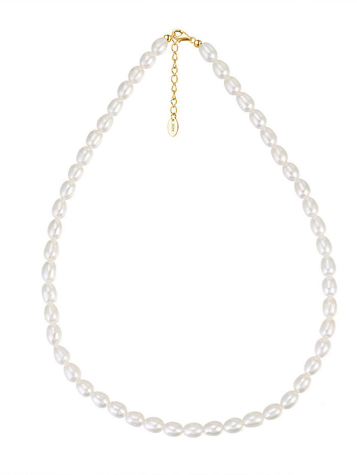 Collier minimaliste irrégulier en argent sterling 925 avec perles d'eau douce