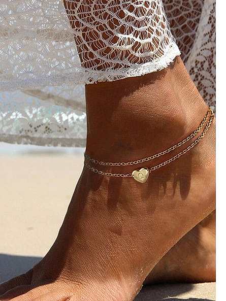 925 Sterling Silver Letter Minimalist Double Layer+ Anklet
