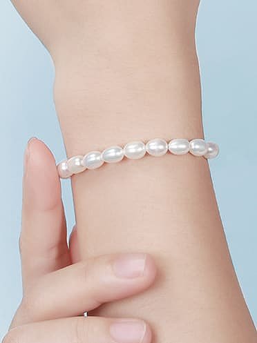 Bracelet réglable minimaliste géométrique en argent sterling 925 avec perle d'eau douce