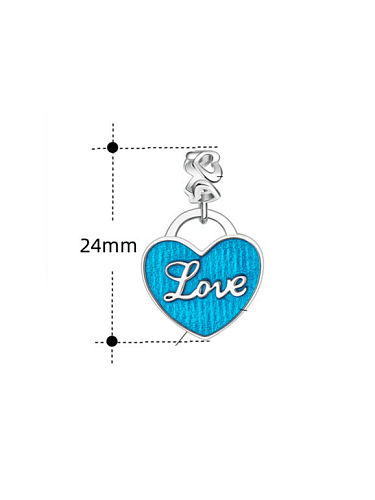 925 Sterling Silver Enamel Cute Heart DIY Pendant