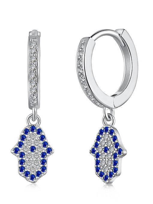 925 Sterling Silver Cubic Zirconia Palm Minimalist Huggie Earring