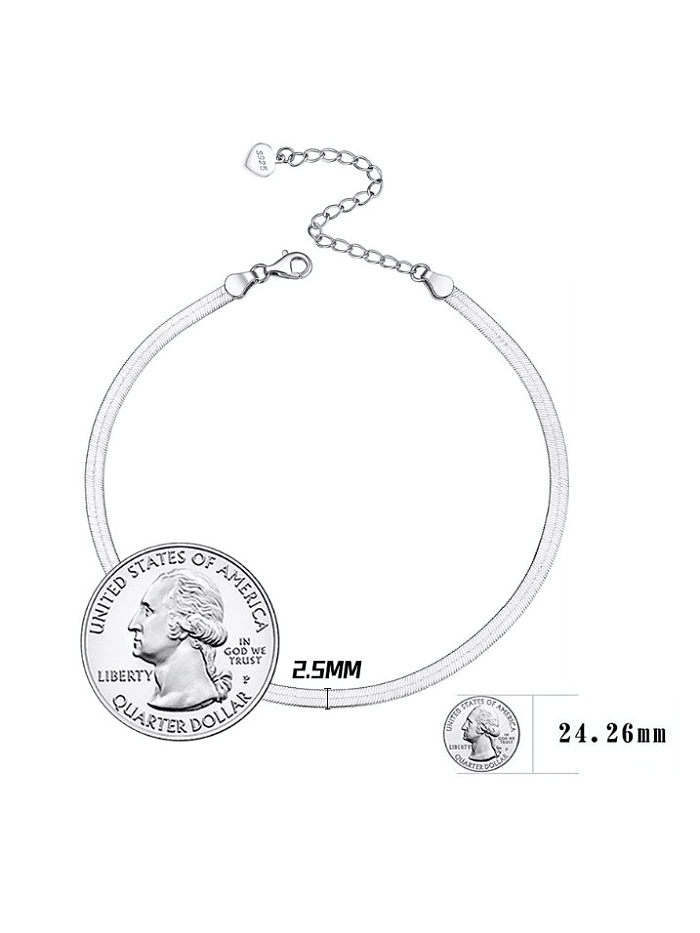Bracelet de cheville chaîne serpent minimaliste en argent sterling 925