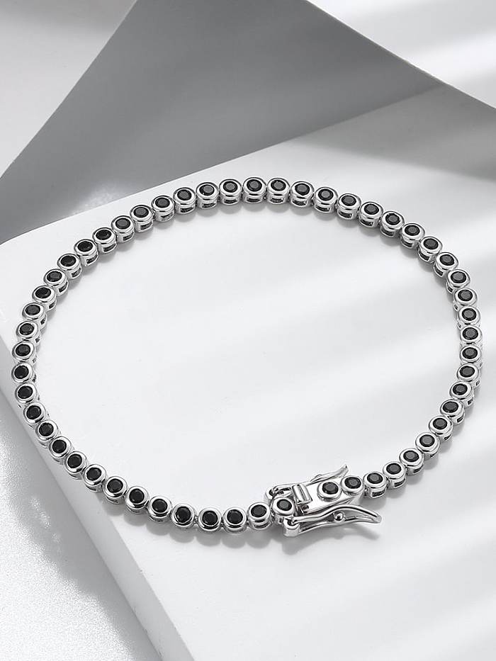 Geometrisches, minimalistisches, verstellbares Armband aus 925er-Sterlingsilber mit Strasssteinen