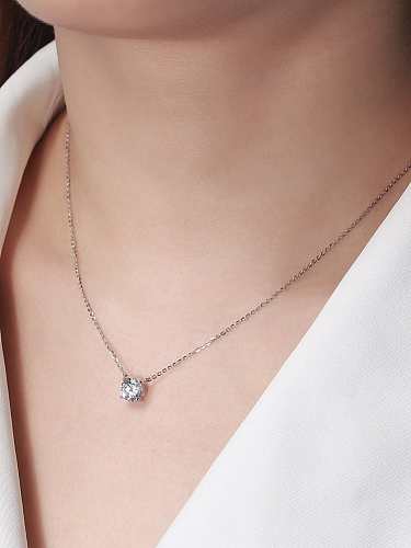 925 Sterling Silver Cubic Zirconia Geometric Minimalist Necklace
