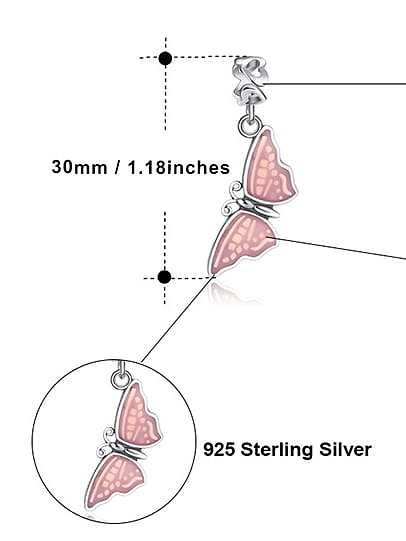 Pingente DIY de borboleta esmaltado de prata esterlina 925