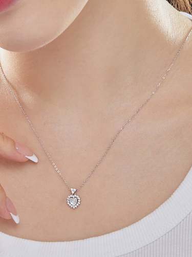 925 Sterling Silver Cubic Zirconia Heart Dainty Necklace
