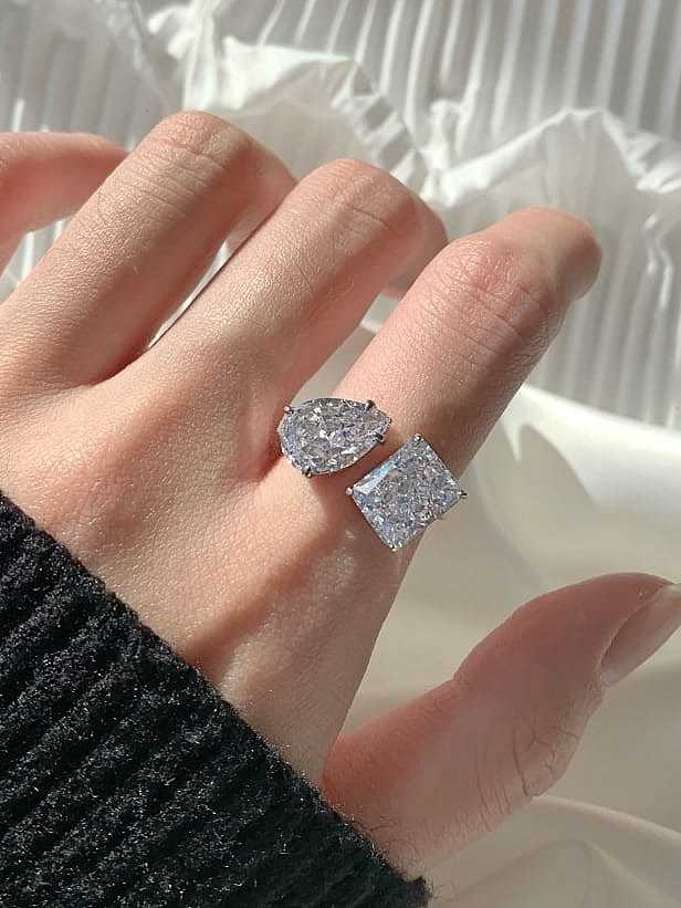 925 Sterling Silver Cubic Zirconia Geometric Luxury Band Ring