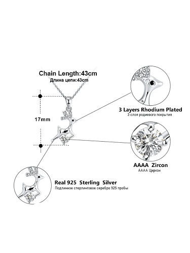 925 Sterling Silver Cubic Zirconia Deer Minimalist Necklace
