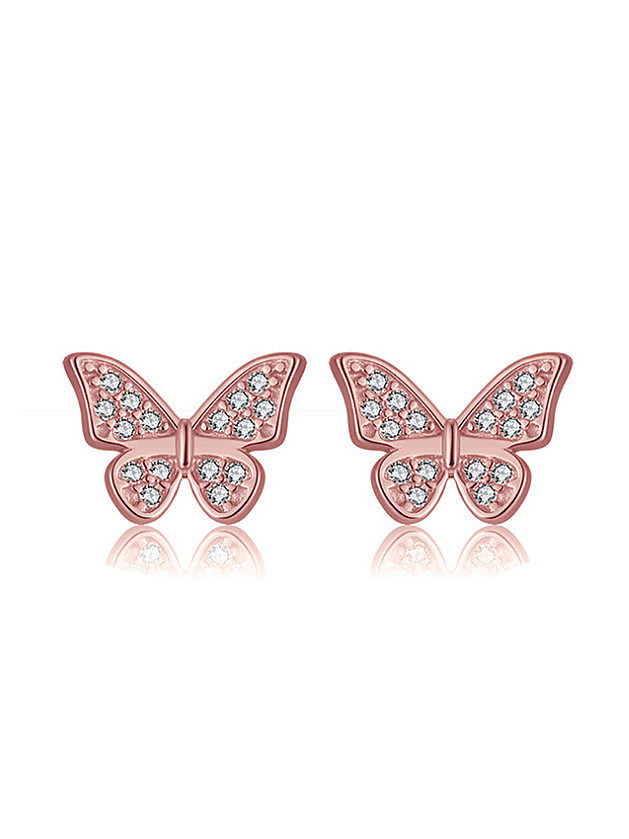 Minimalistischer Ohrstecker aus 925er Sterlingsilber mit Zirkonia-Schmetterling