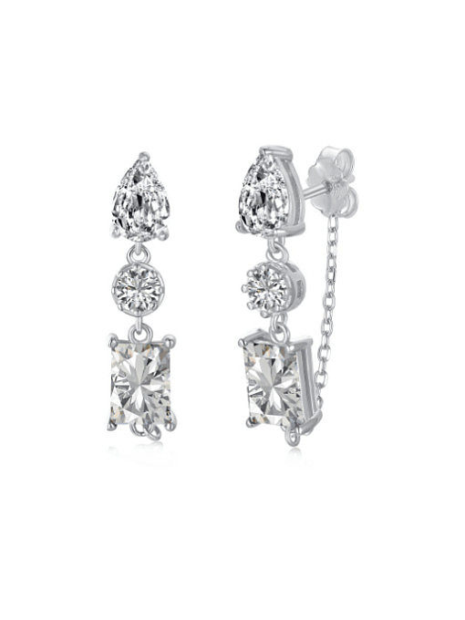 925 Sterling Silver 5A Cubic Zirconia Geometric Luxury Drop Earring