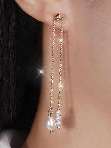 Boucle d'oreille enfileur minimaliste géométrique en argent sterling 925 avec perle d'eau douce