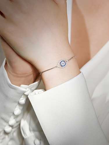 Bracelet réglable minimaliste en argent sterling 925 avec oxyde de zirconium et mauvais œil