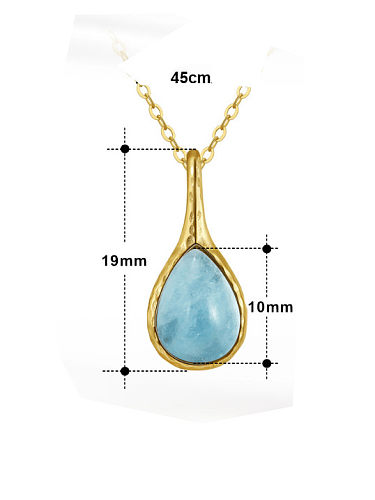 925 Sterling Silver Natural Stone Water Drop Vintage Necklace