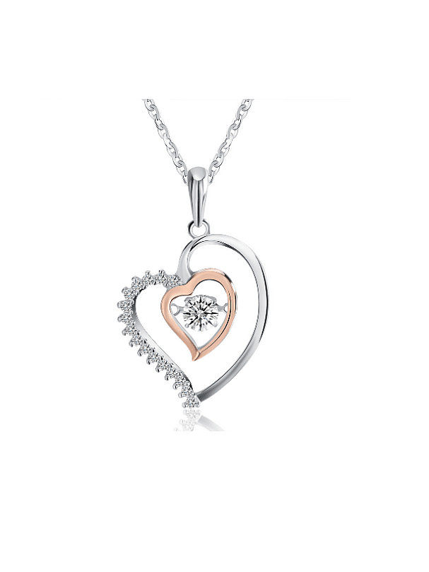 925 Sterling Silver Cubic Zirconia Heart Minimalist Necklace