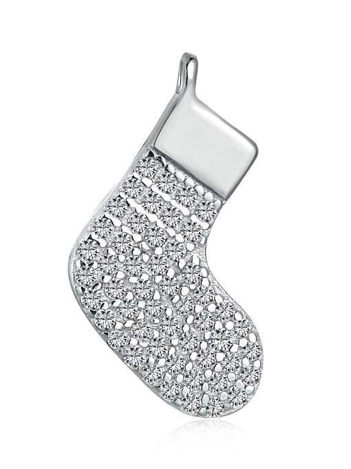 925 Sterling Silver Cubic Zirconia Irregular Cute Shoes Pendant
