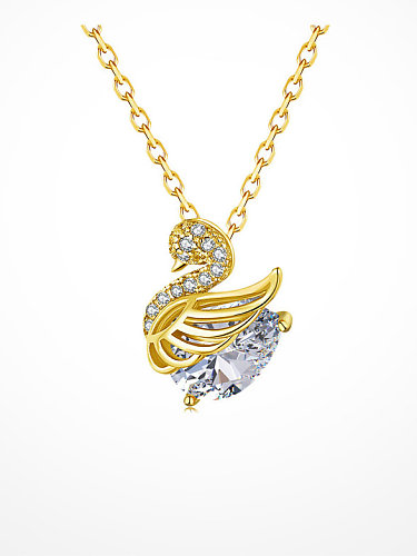 Luxuriöse Halskette mit Schwan-Anhänger aus 925er-Sterlingsilber mit hohem Kohlenstoffgehalt und Diamant
