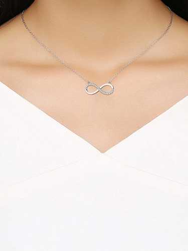925 Sterling Silver Cubic Zirconia Number Minimalist Necklace