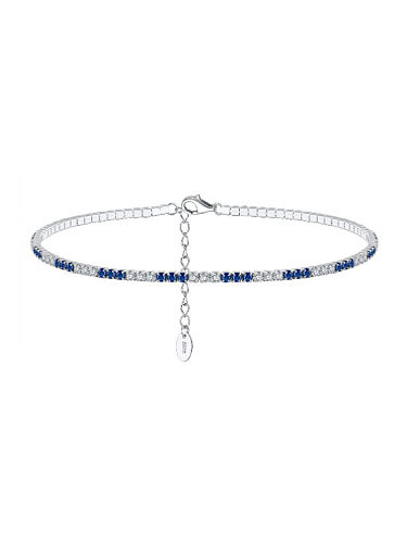 Bracelet de cheville minimaliste géométrique en argent sterling 925 avec zircone cubique