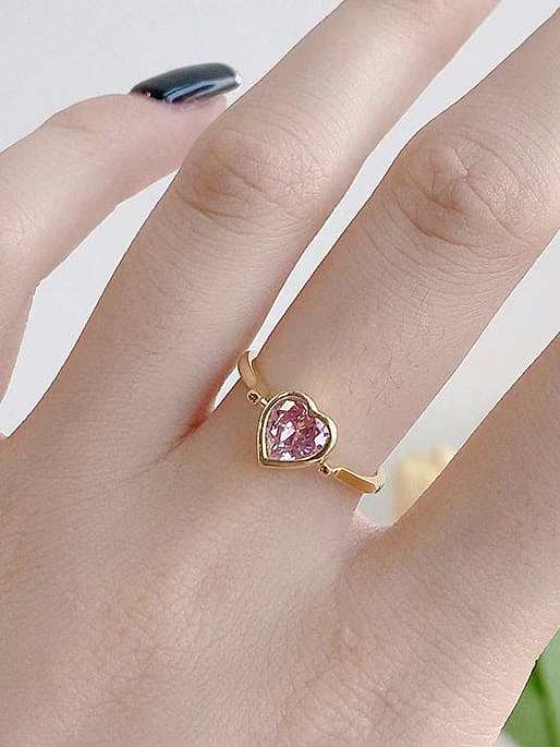 925 Sterling Silver 5A Cubic Zirconia Heart Minimalist Band Ring