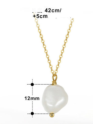 925 Sterling Silver Freshwater Pearl Irregular Minimalist Necklace