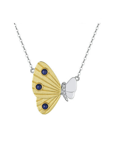 925 Sterling Silver Natural Stone Butterfly Artisan Necklace