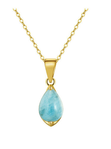 925 Sterling Silver Opal Water Drop Minimalist Necklace