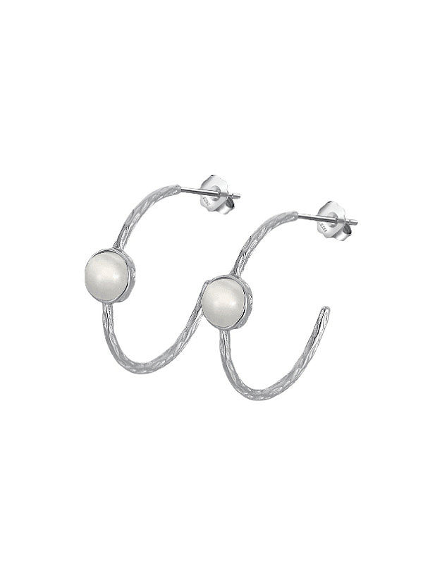 Boucles d'oreilles minimalistes géométriques en pierre de lune en argent sterling 925