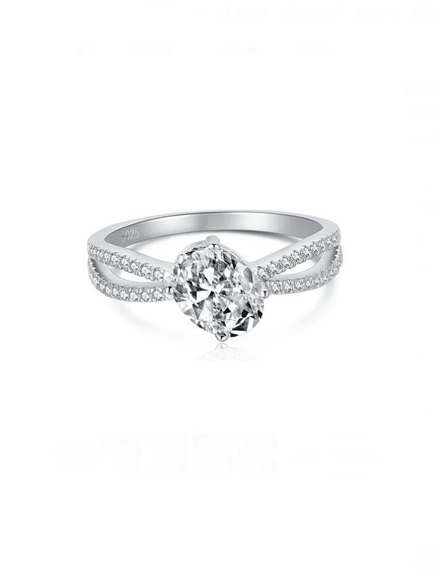 925 Sterling Silver Cubic Zirconia Geometric Luxury Stackable Ring