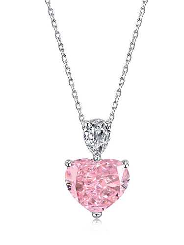 925 Sterling Silver Cubic Zirconia Heart Luxury Necklace