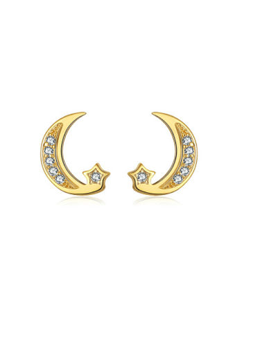 Boucles d'oreilles minimalistes en forme de lune avec oxyde de zirconium en argent sterling 925